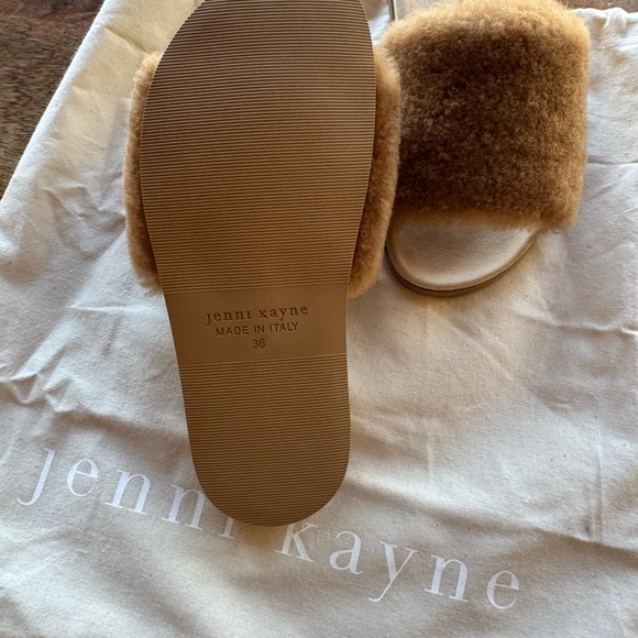 $300 JENNI KAYNE Brown Camel Shoes Sandals Slippers Fur Slides 6 36 - Picture 5 of 6